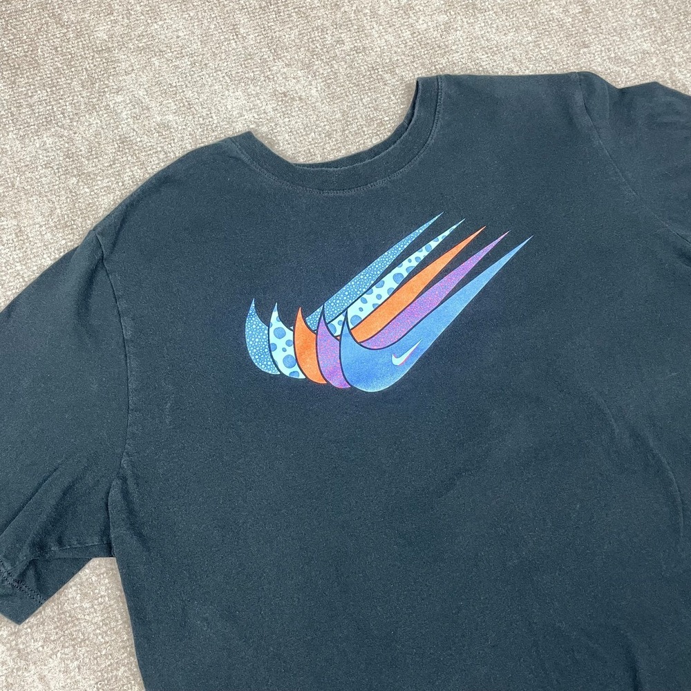 Nike T Shirt Mens Large Black Swoosh Logo Graphic Cotton Crew Neck Short Sleeve